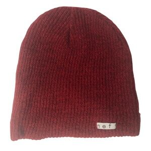 Neff Red Burgundy Ribbed Beanie Fall Winter Hat